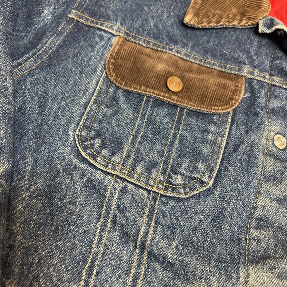 Vintage Big Smith Mens Quilt Lined Denim Distress Jacket Corduroy Collar L? - Picture 6 of 16